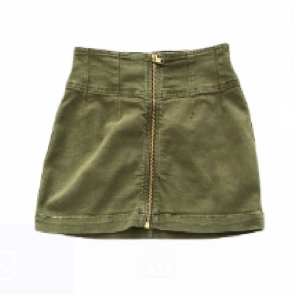 Free People cadet green olive zip mini skirt Sz 25 New with Tags - Picture 3 of 8